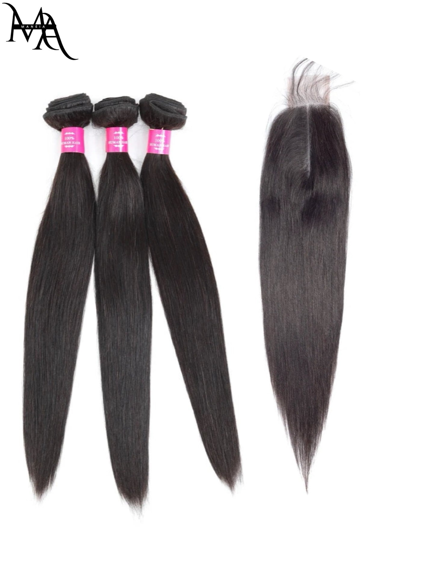 Brazilian Straight Human Hair Bundles With HD Closure With 2x6 Deep Closure