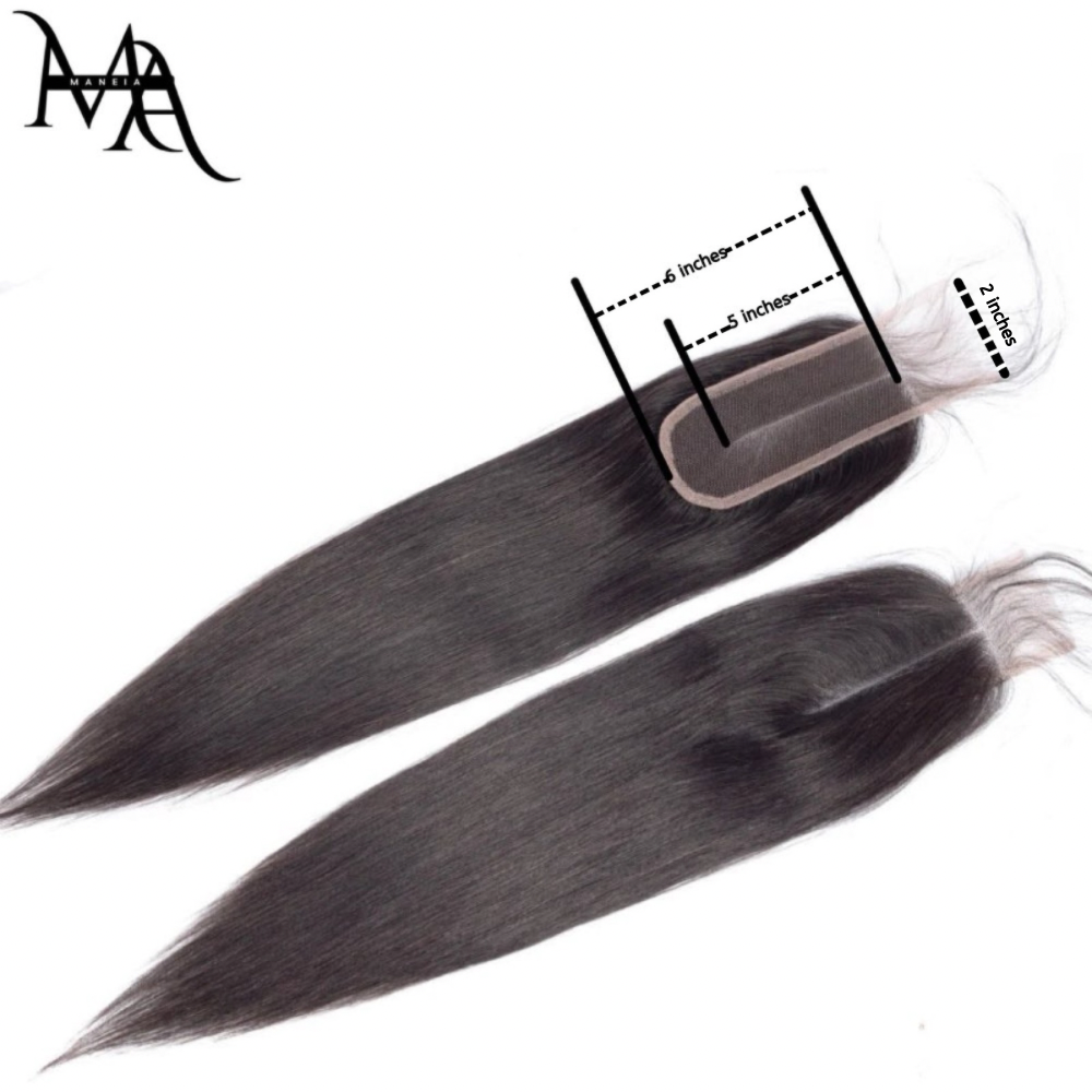Brazilian Straight Human Hair Bundles With HD Closure With 2x6 Deep Closure