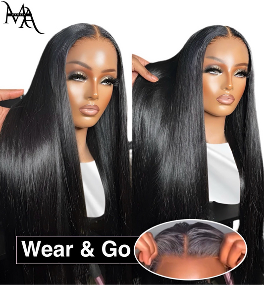 Glueless Bone Straight HD Lace Front Wig – Pre-Plucked Human Hair