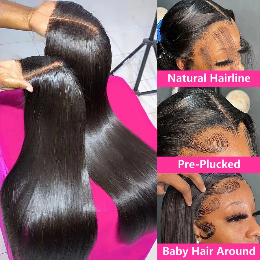 Glueless Wear & Go Bone Straight HD Lace Front Wig – Pre-Plucked Human Hair