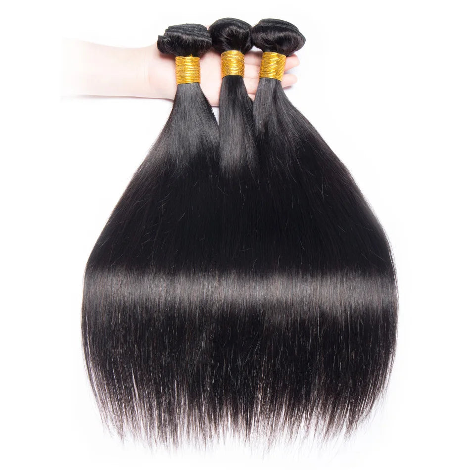 Megeen NEW 2X6 Transparent Real Hd Lace Closure With Bundles Human Hair Straight Brazilian 3/4 Extensions And Lace Closure SewIn