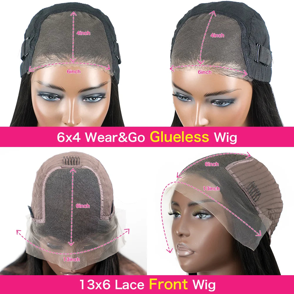 Glueless Wear & Go Bone Straight HD Lace Front Wig – Pre-Plucked Human Hair