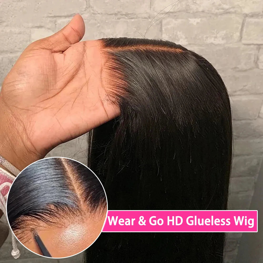 Glueless Wear & Go Bone Straight HD Lace Front Wig – Pre-Plucked Human Hair